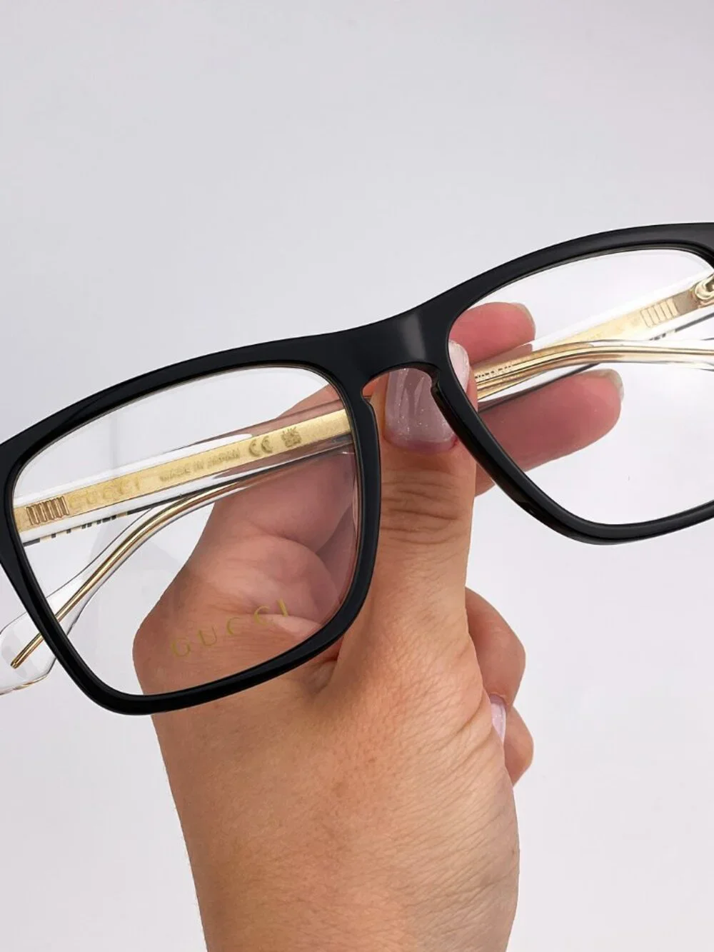GUCCI GG0561ON 001 BLACK CRYSTAL SQUARE EYEGLASSES
